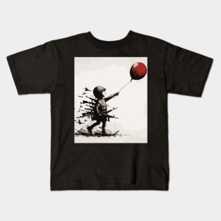 Peace and freedom, soldier girl with red baloon Kids T-Shirt